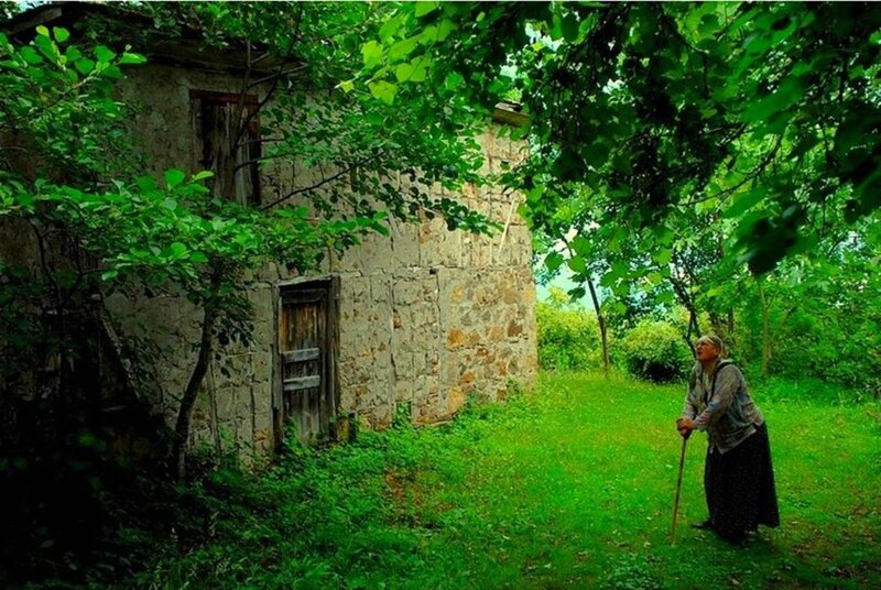 Old woman in a garden