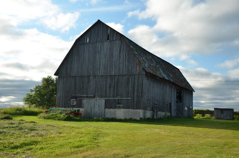 Old Wooden Barn — Green, Serene, Afternoon, Photograph, Grass Field