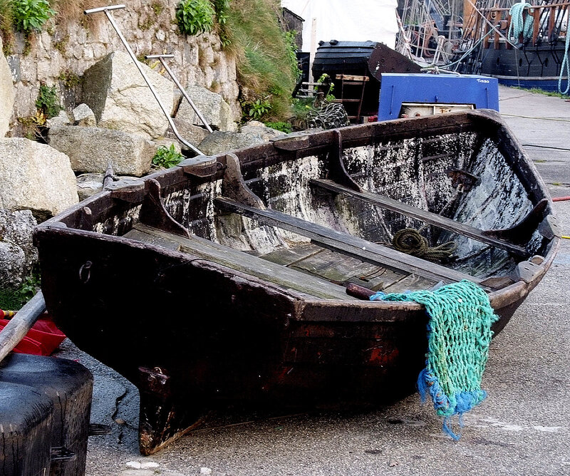 Old wooden boat on dock