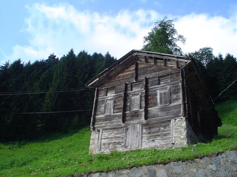 Old wooden cabin in the mountains