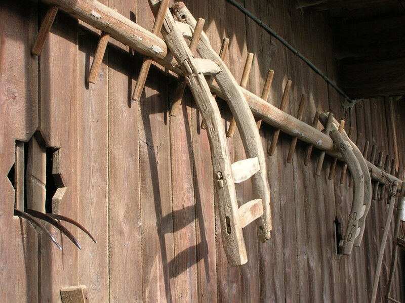 Old wooden farming tools