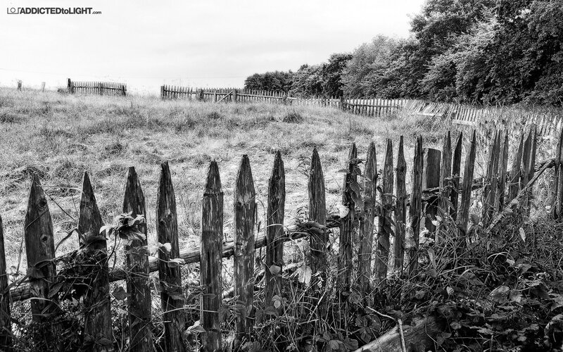 Old wooden fence in a field
