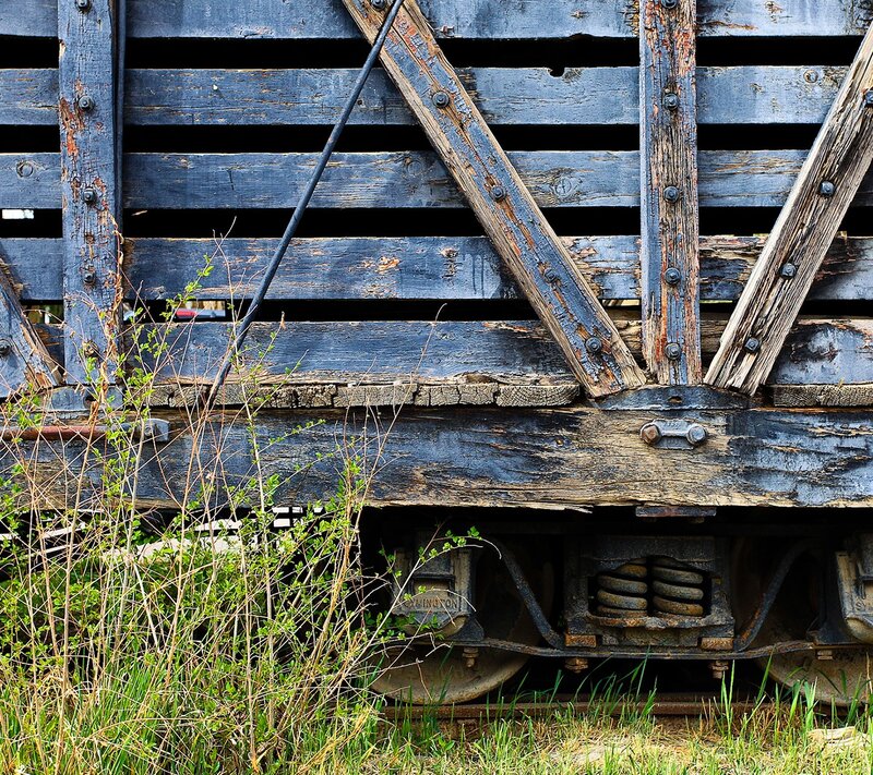 Old Wooden Train Car — Blue, Rustic