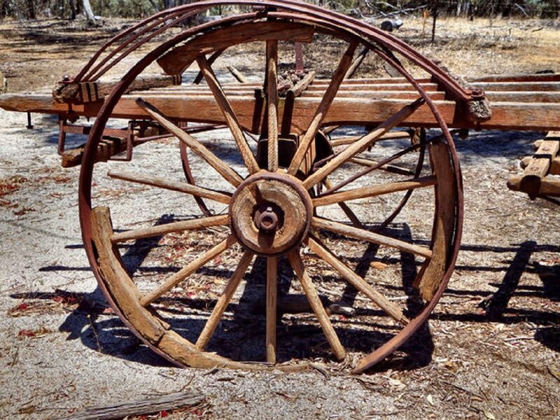 Old Wooden Wagon Wheel — Brown, Desolate