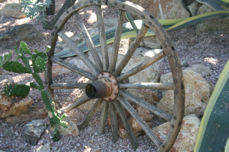 Old Wooden Wagon Wheel — Brown, Serene
