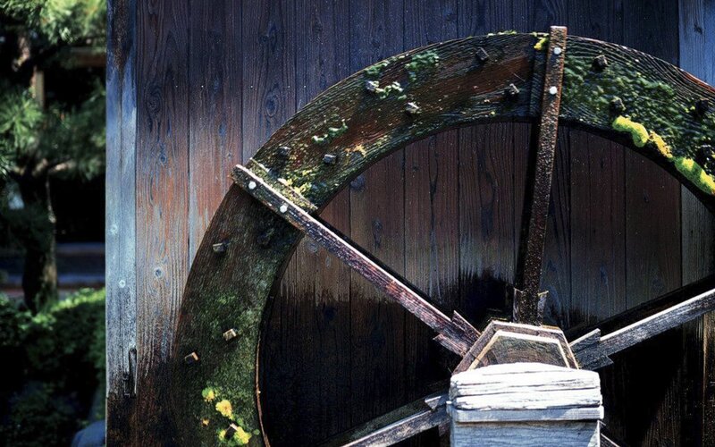 old wooden water wheel