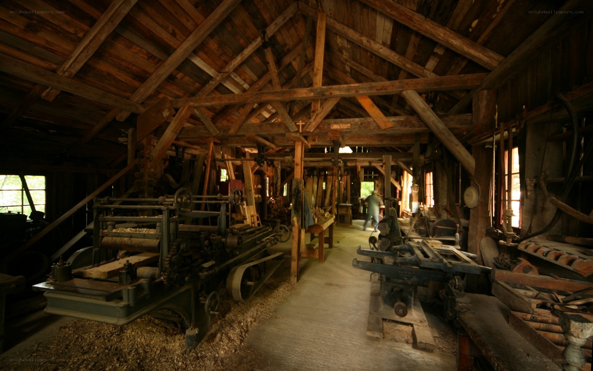 Old woodworking shop interior