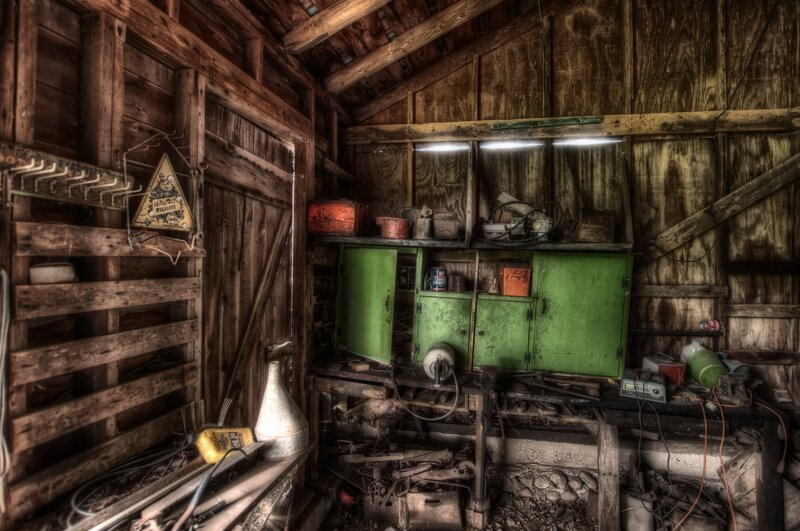 Old workshop shed interior