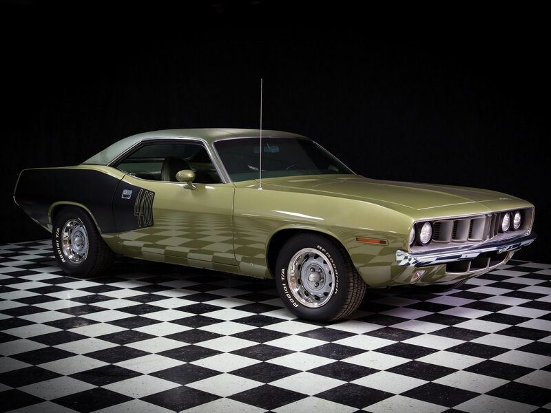 Olive Green Muscle Car — Dramatic