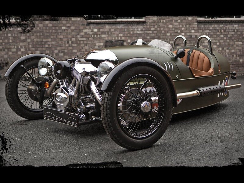 Olive Green Three-wheeled Car