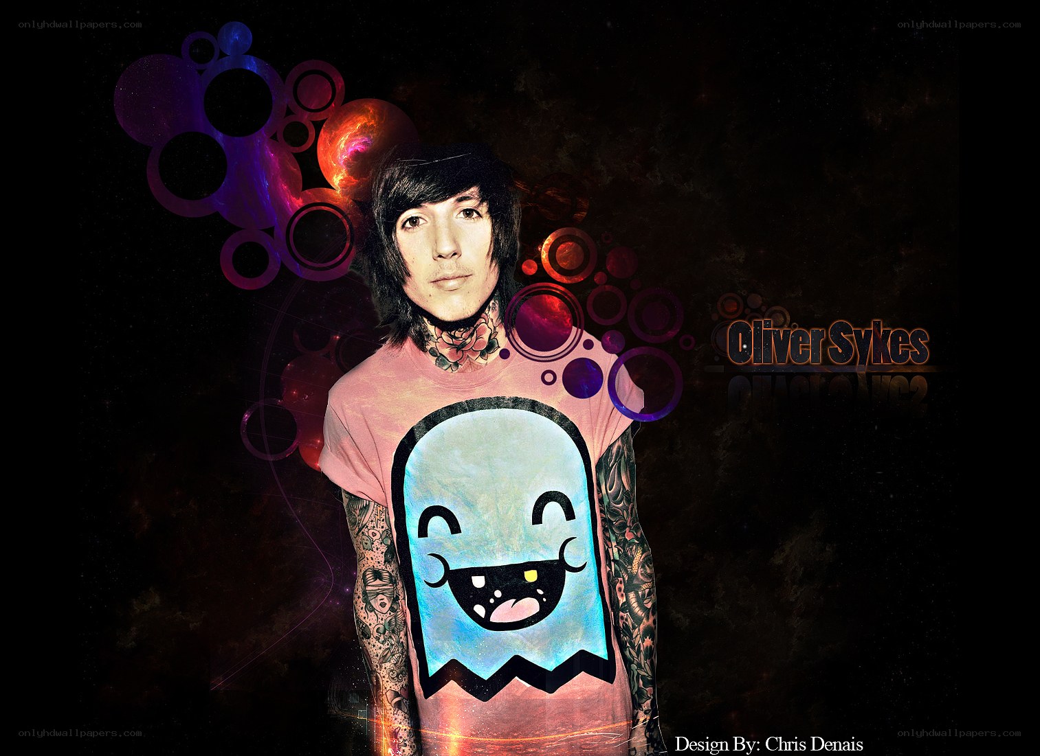 Oliver Sykes with ghost design