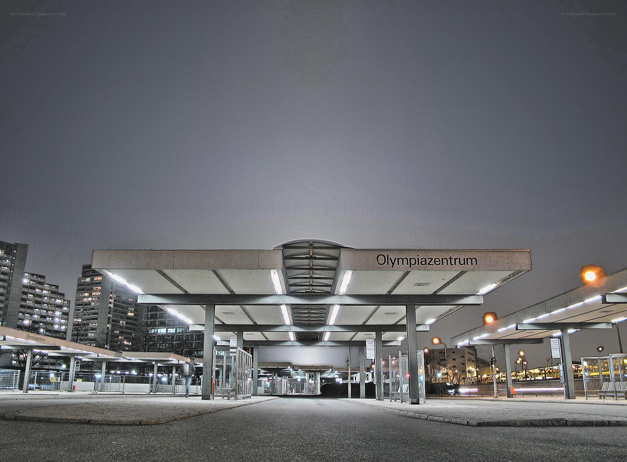 Olympiazentrum station at night