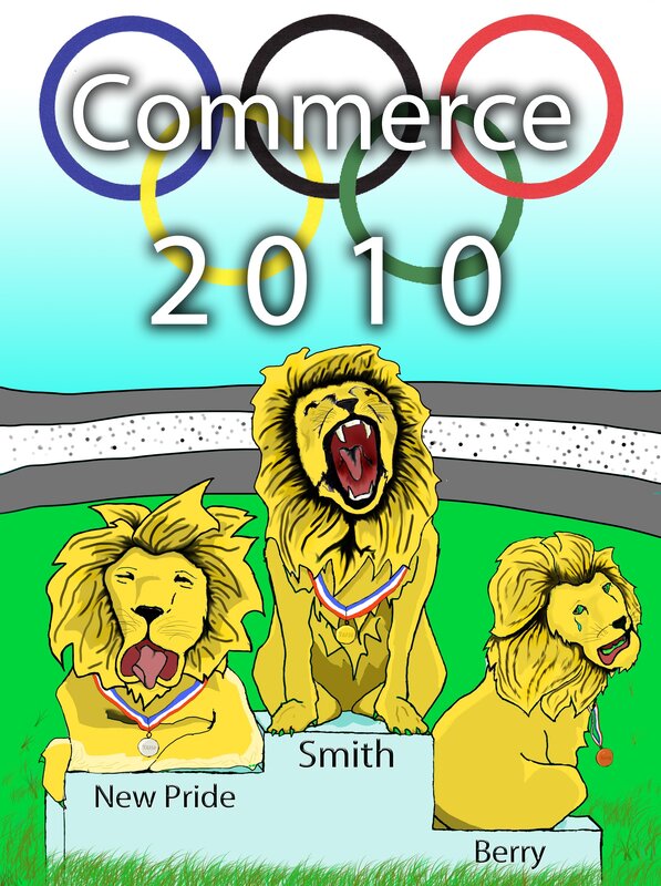 Olympic lions on podium