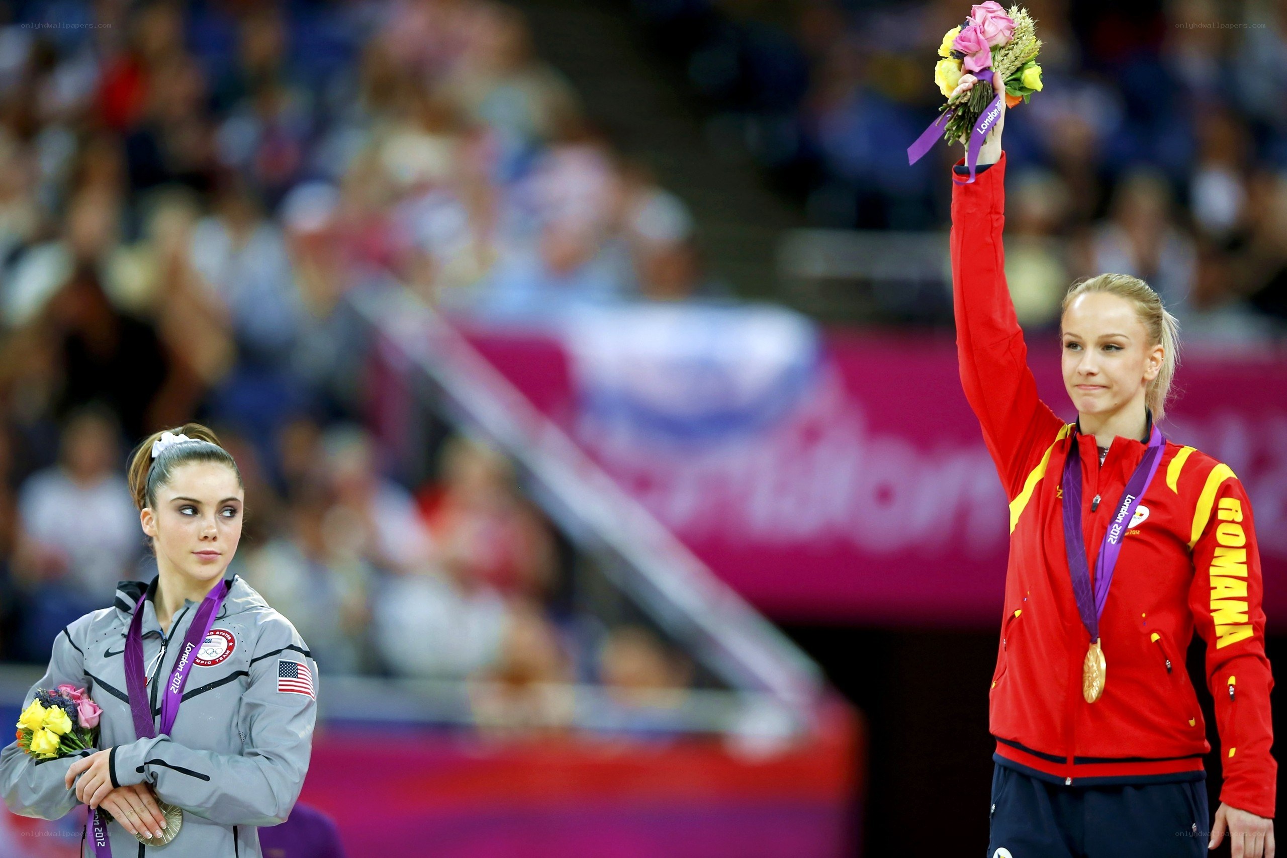 Olympic medalists celebrate