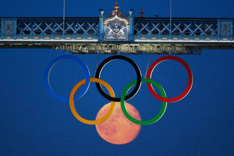 Olympic Rings and Moon