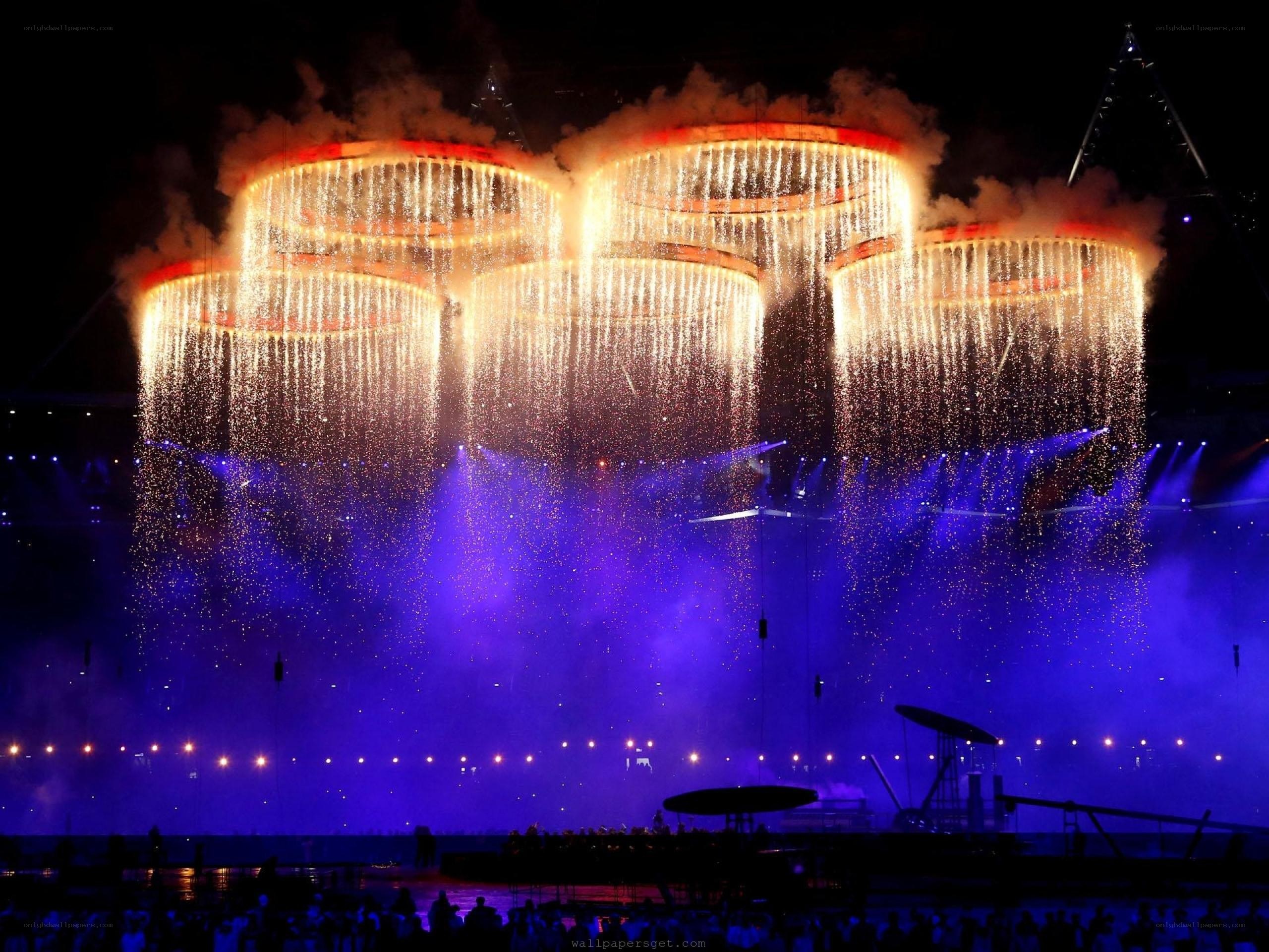 Olympic rings firework display