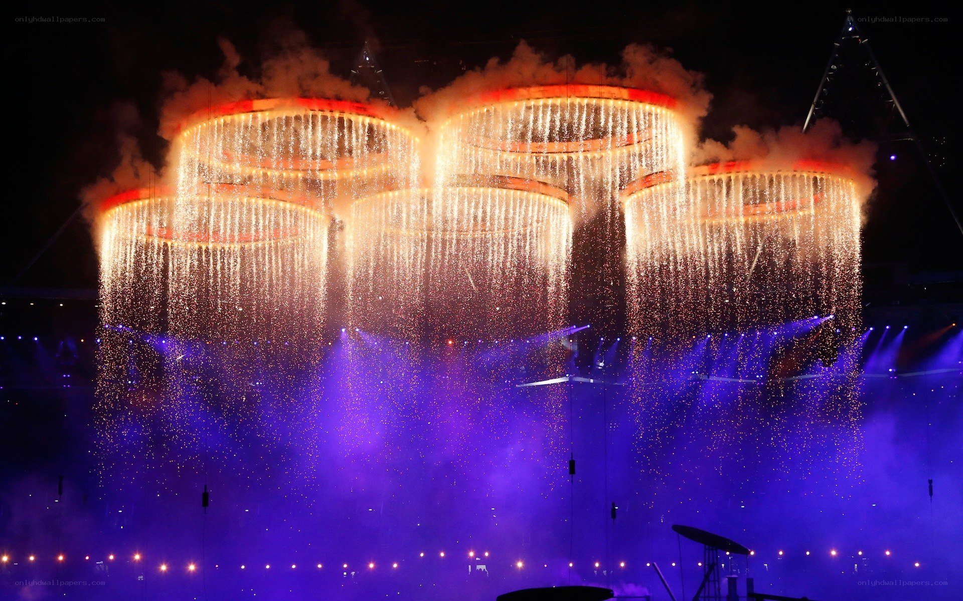 Olympic rings firework display