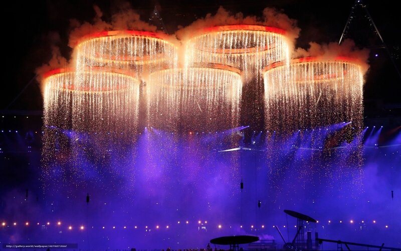 Olympic rings firework display