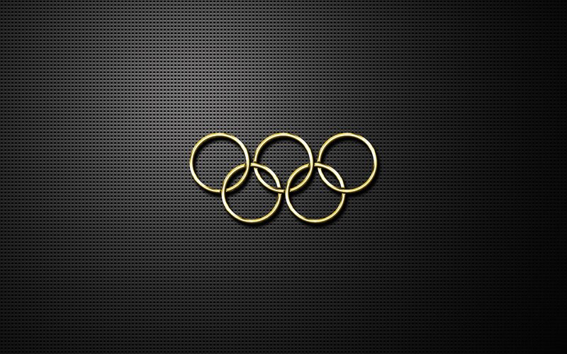 Olympic rings on metal mesh