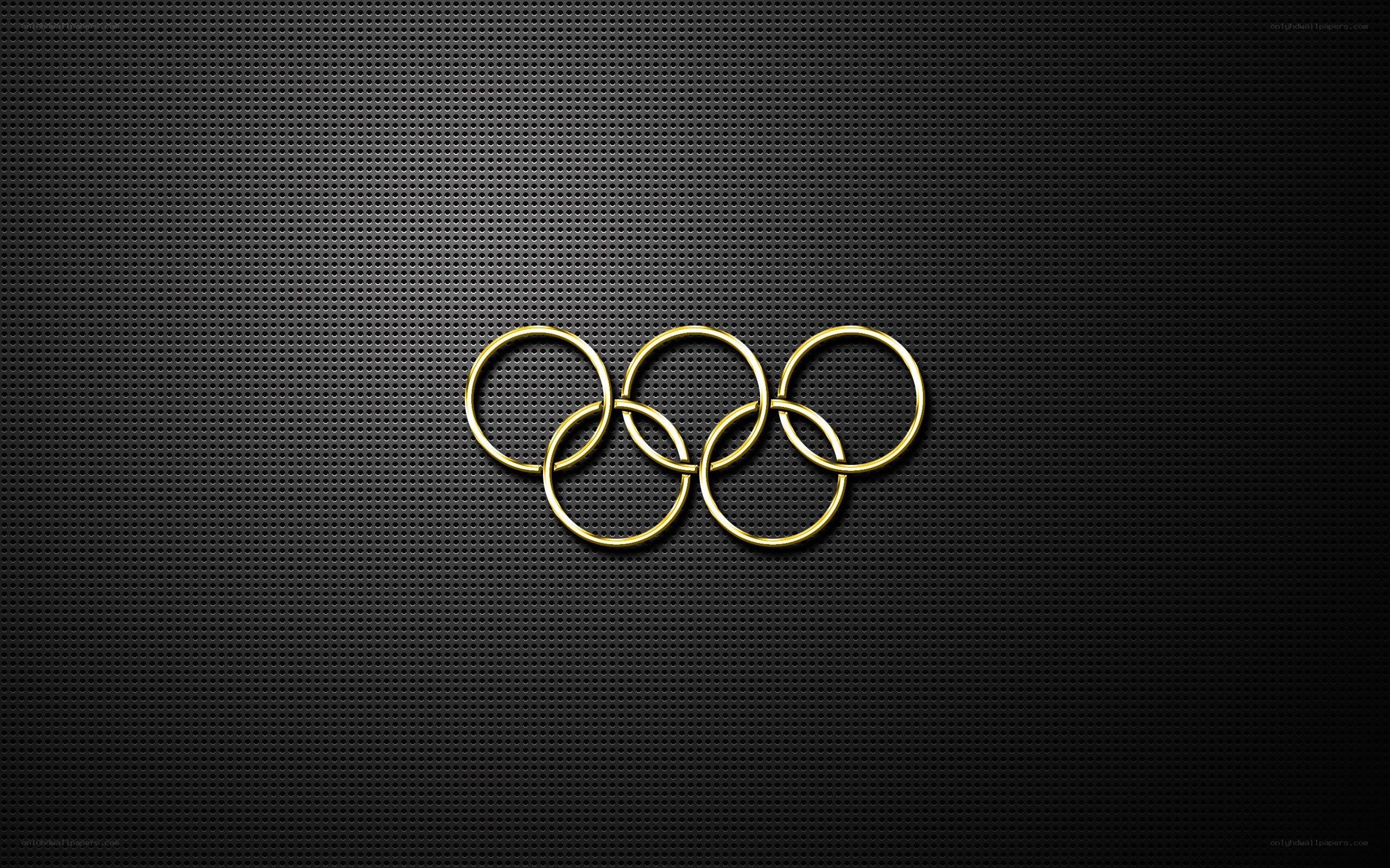 Olympic rings on metal mesh