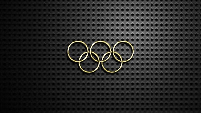 Olympic rings on metal mesh