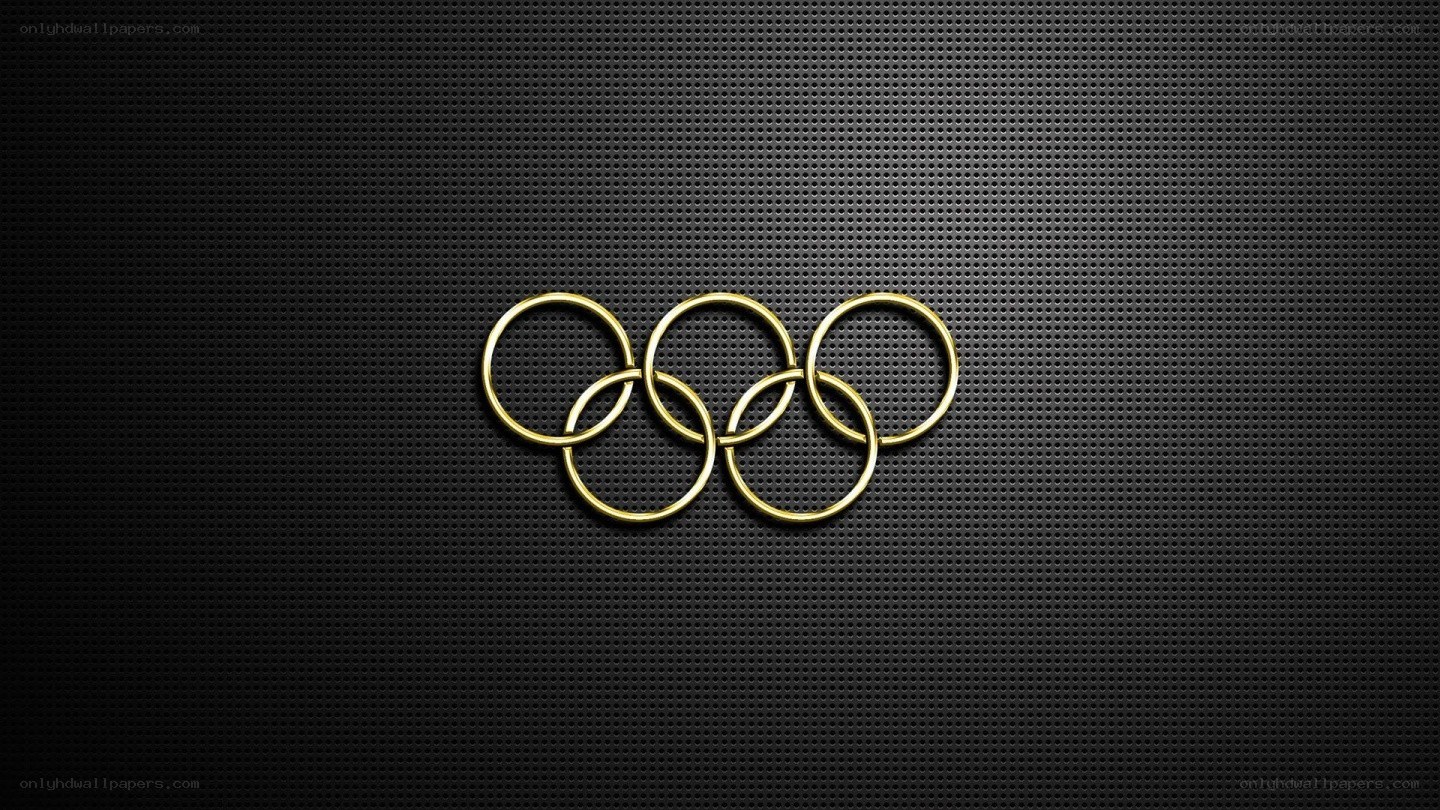 Olympic rings on metal mesh