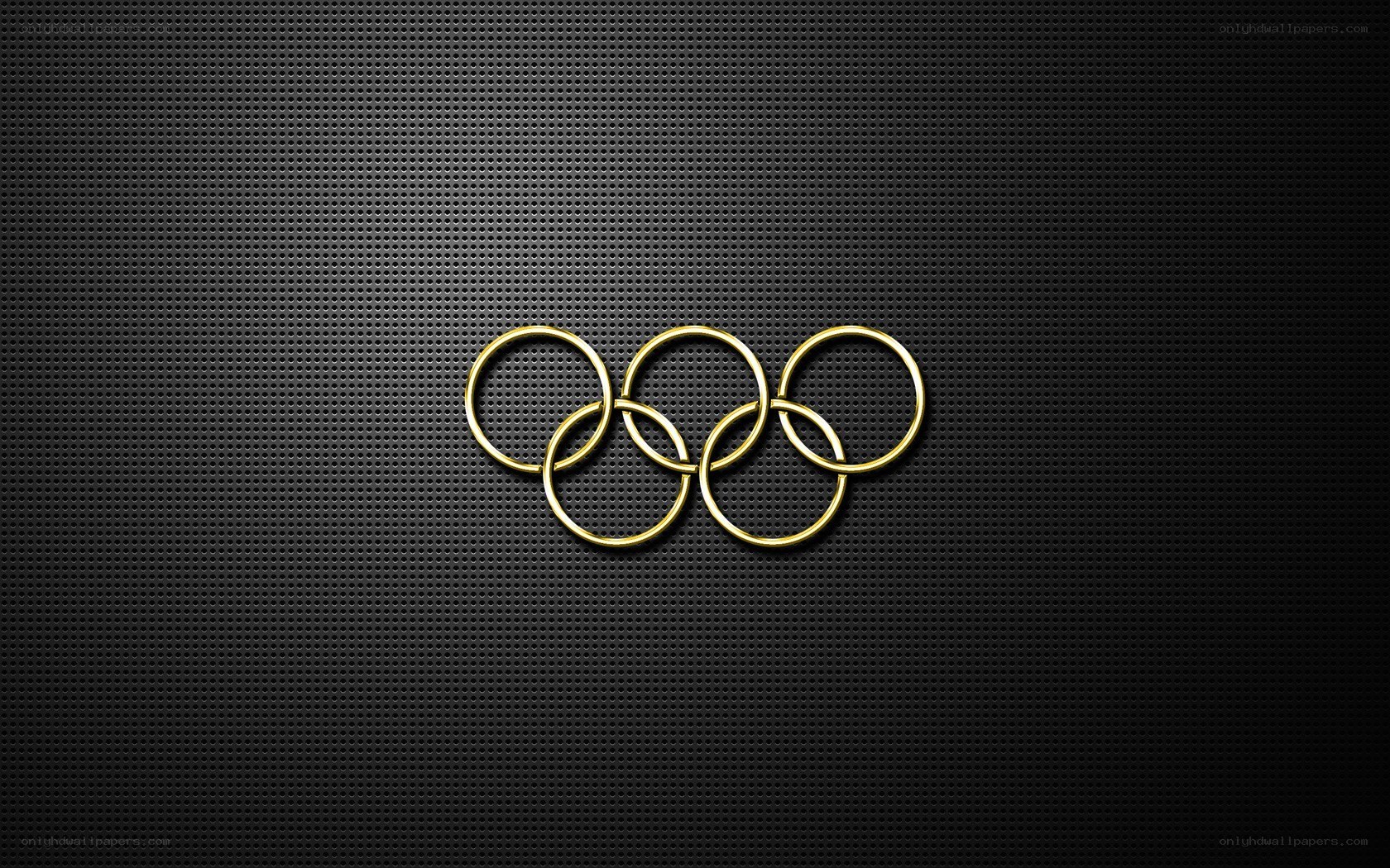 Olympic rings on metal mesh