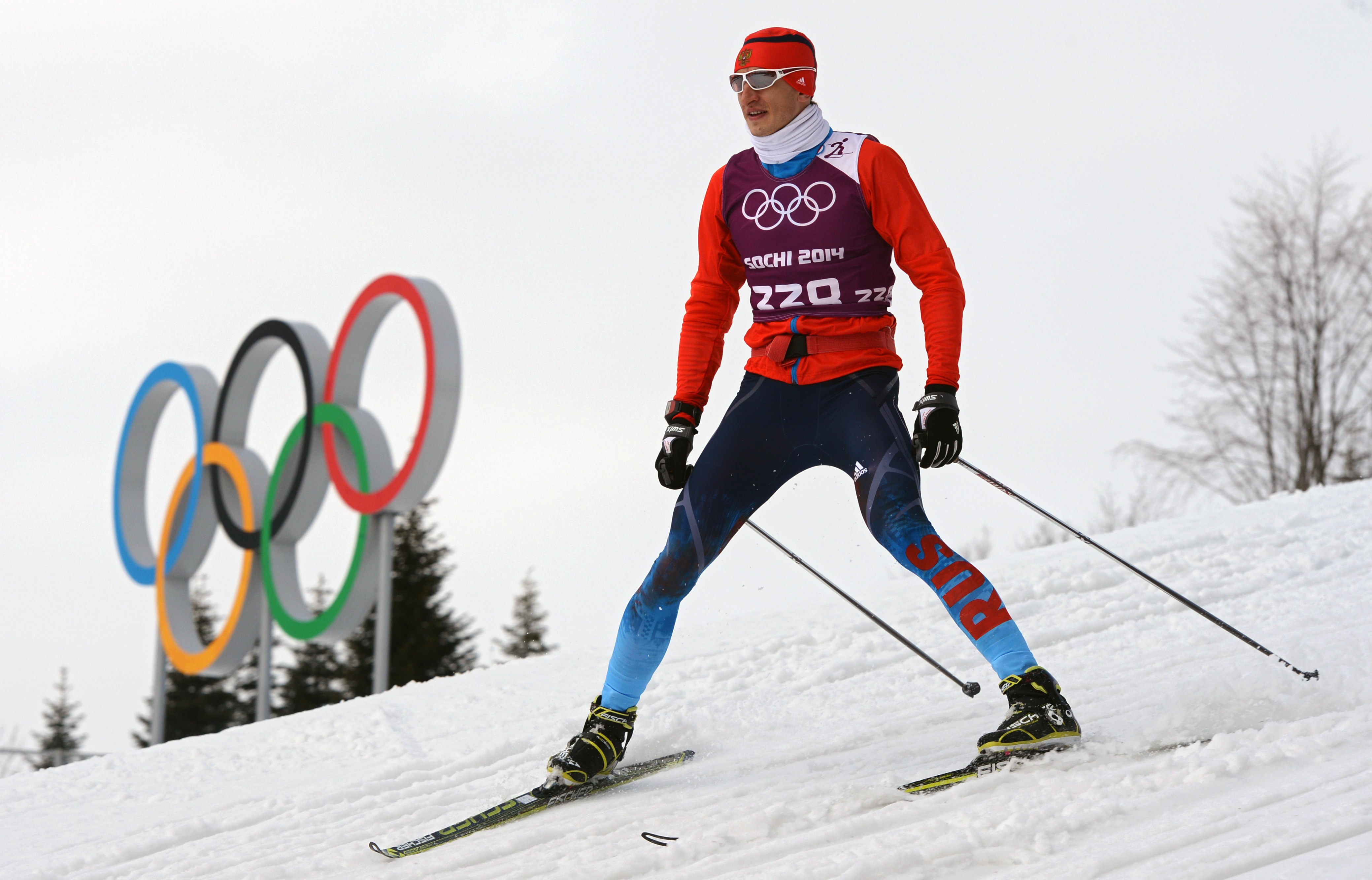 Olympic skier in action