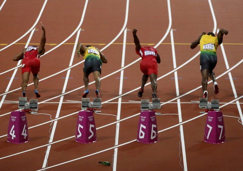 Olympic sprinters at the start