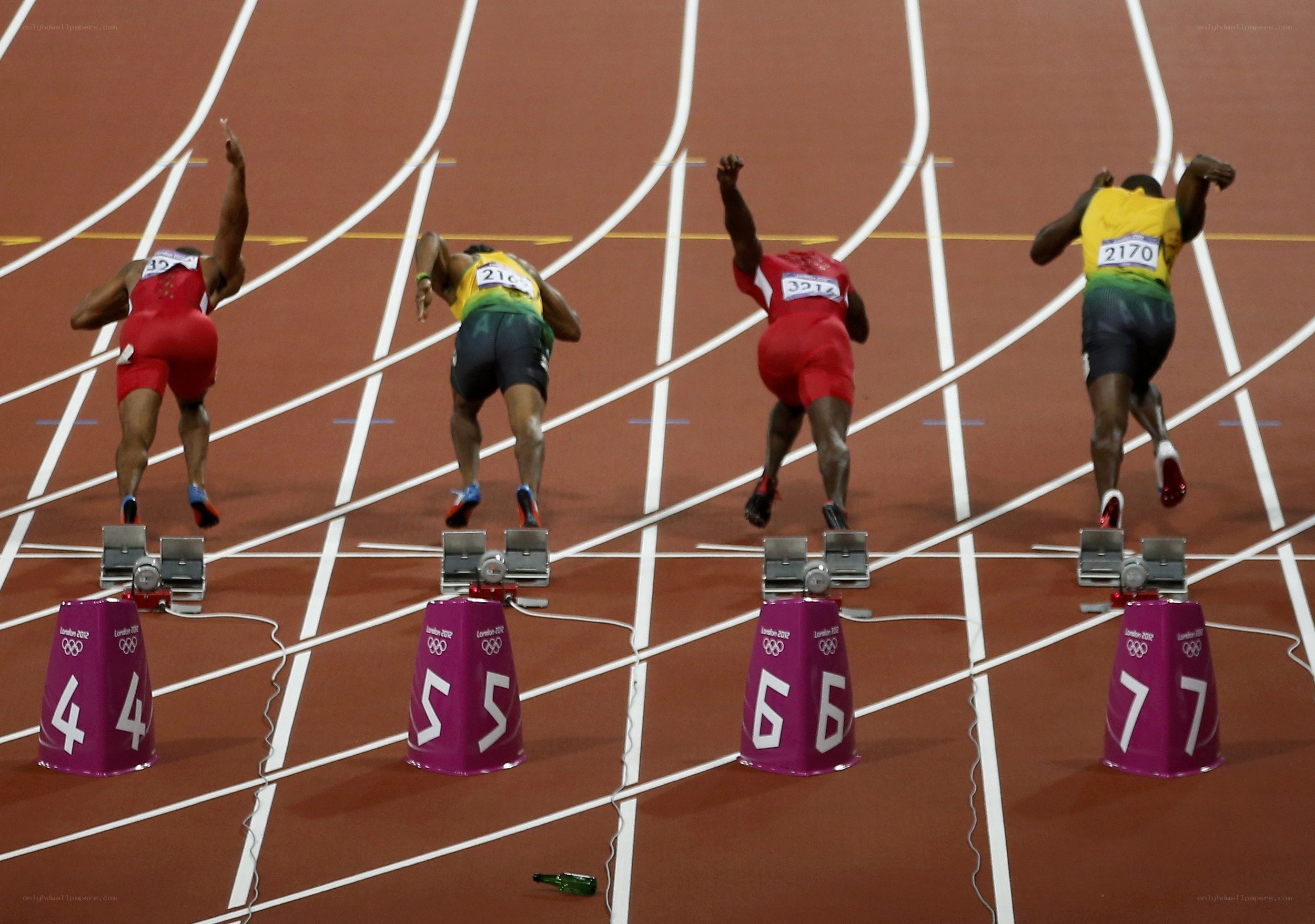 Olympic sprinters at the start