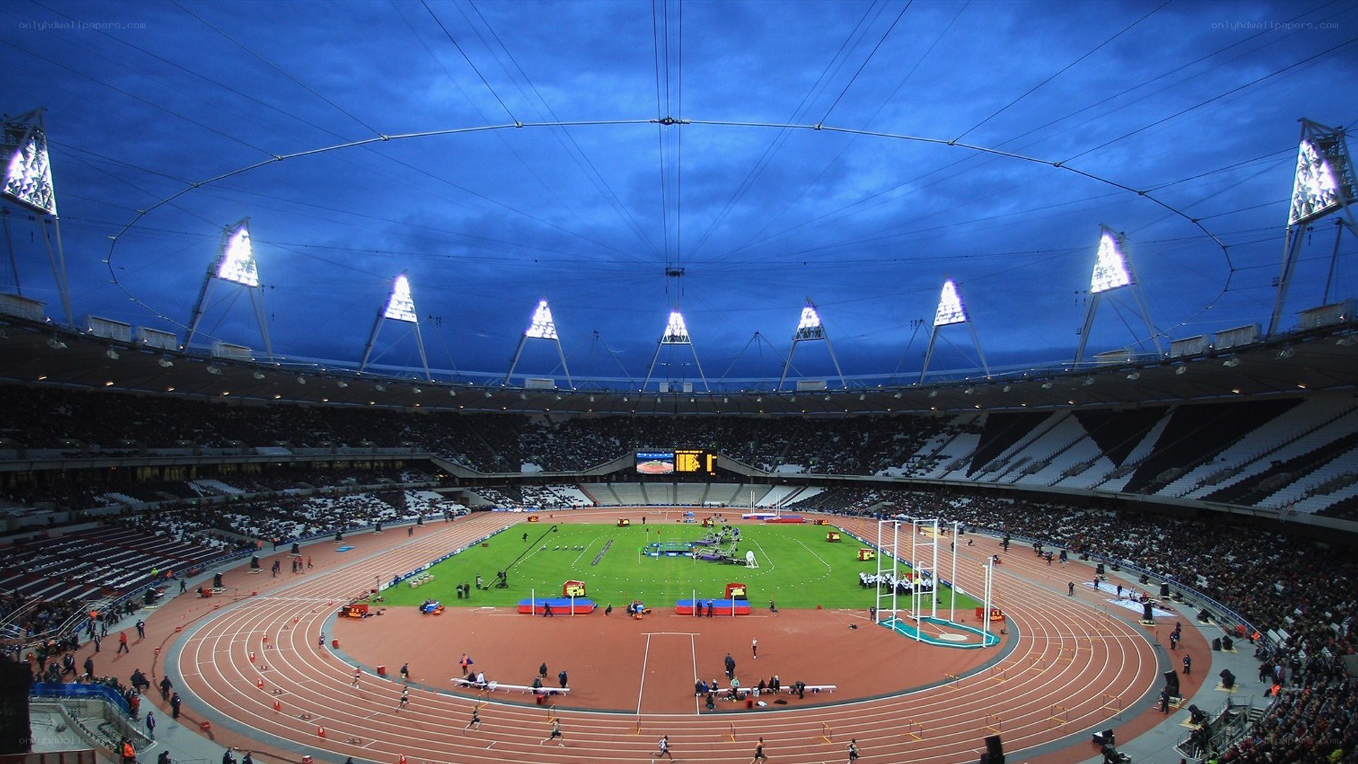 Olympic stadium at dusk