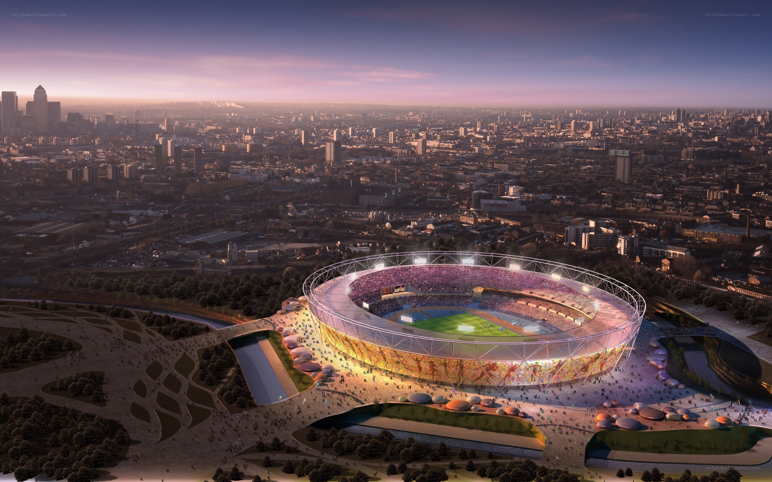 Olympic Stadium at dusk