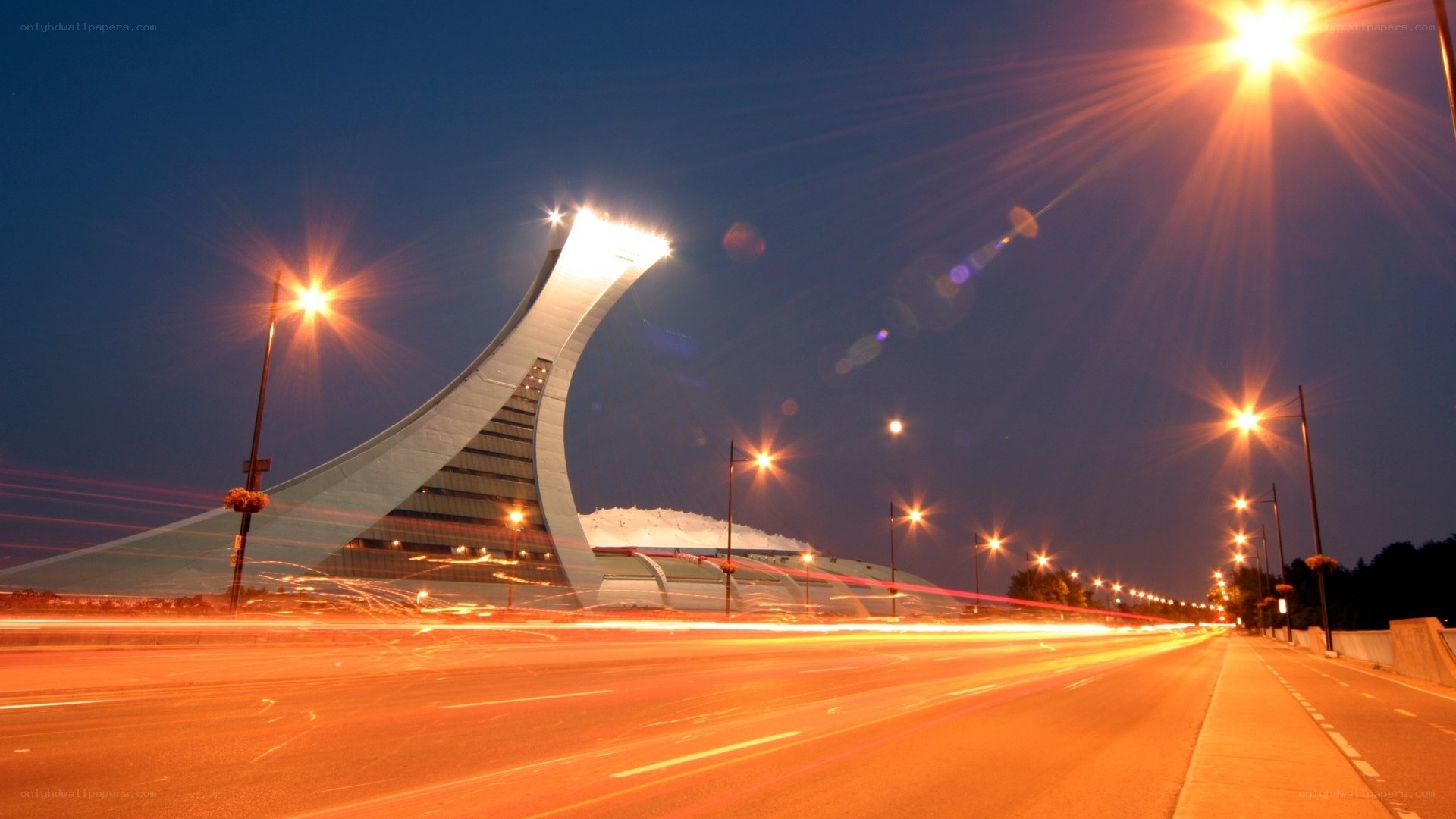 Olympic Stadium at night