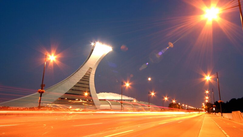 Olympic Stadium at night