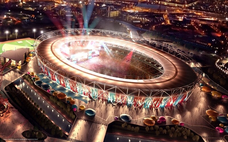 Olympic Stadium at Night — Black, Dramatic, 3d Render, Crowd