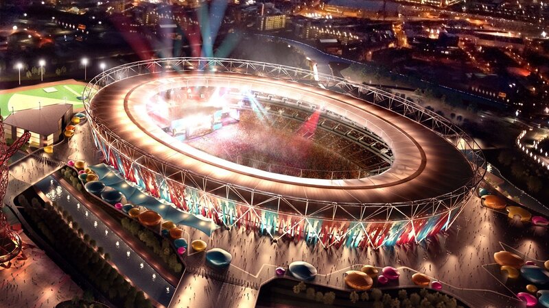 Olympic Stadium at Night — Black, Dramatic, 3d Render, Lights