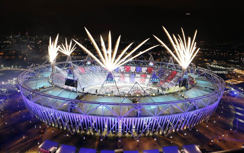 Olympic Stadium at Night — Blue, Celebratory