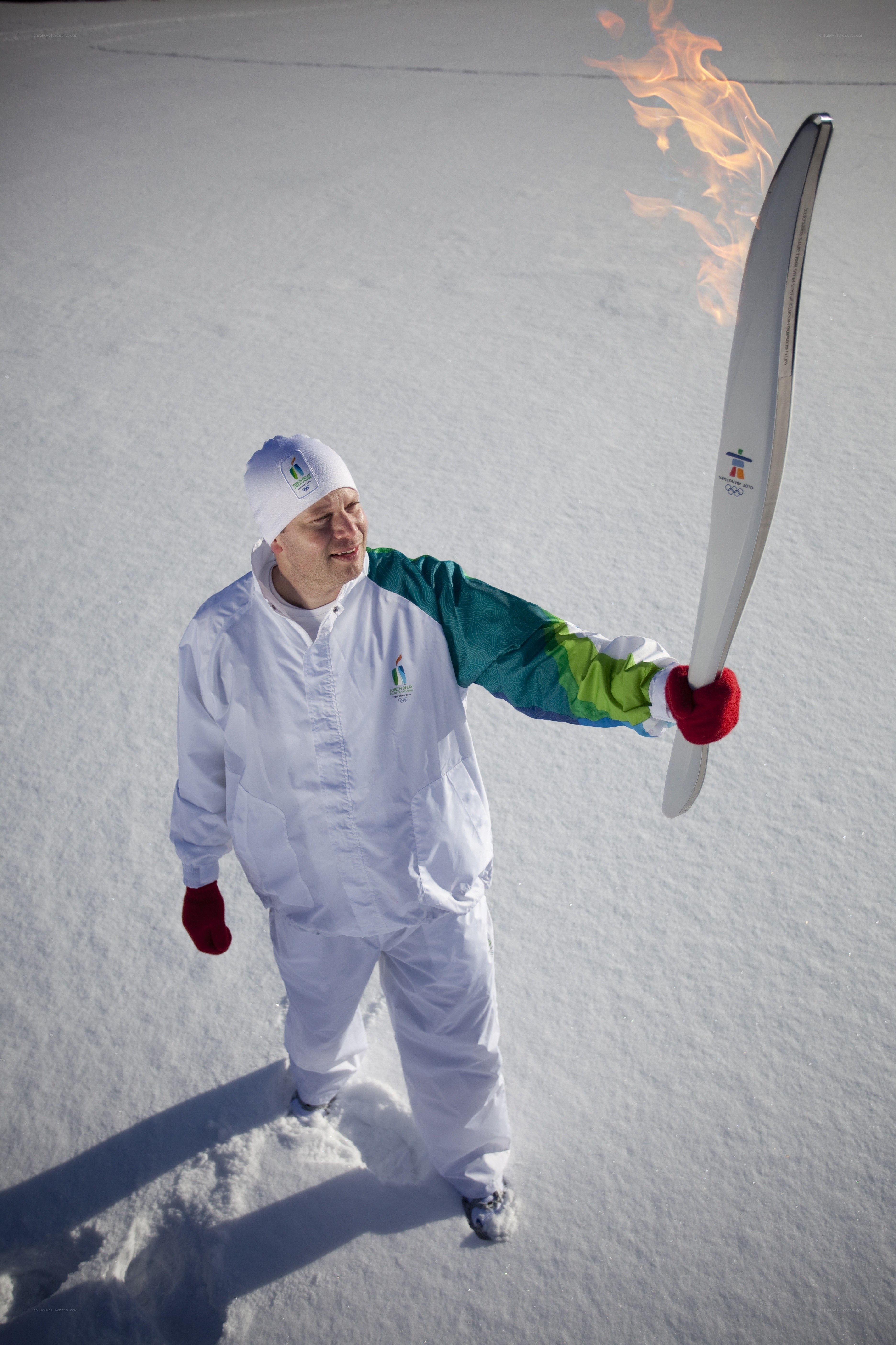 Olympic torchbearer in snow
