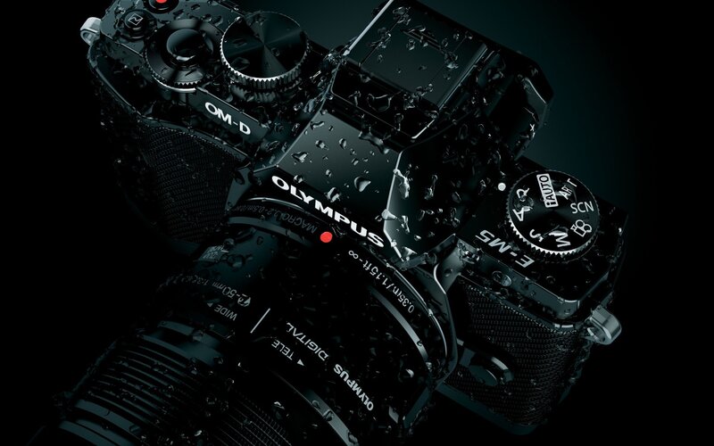 Olympus camera with water droplets