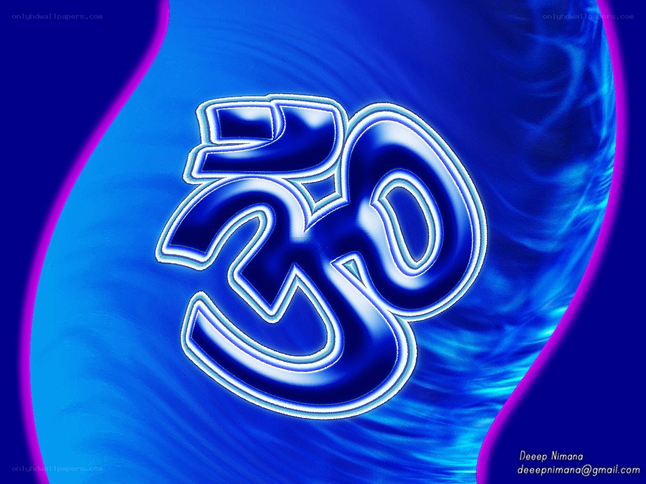 Om symbol on blue background