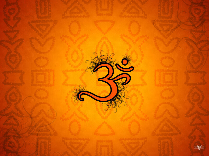 Om symbol on orange background