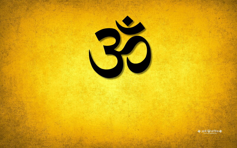 Om Symbol on Yellow Background — Serene