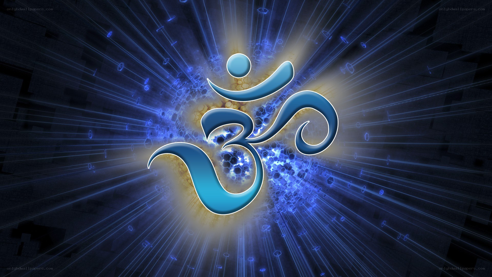 Om symbol with blue energy