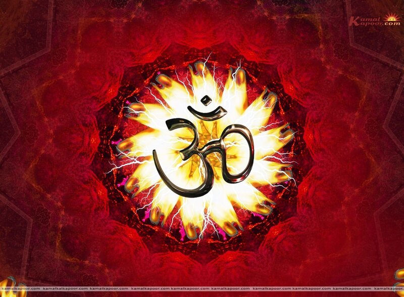 Om symbol with lightning