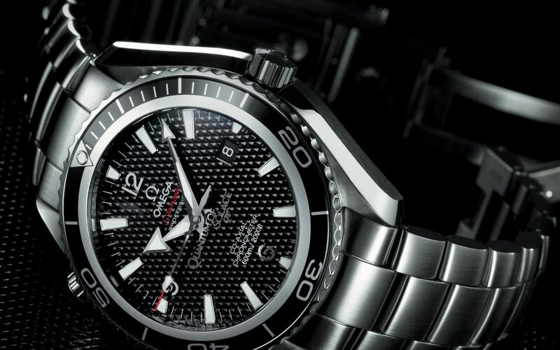 Omega Seamaster Watch — Black, Dramatic, Photograph, Dial, Bracelet