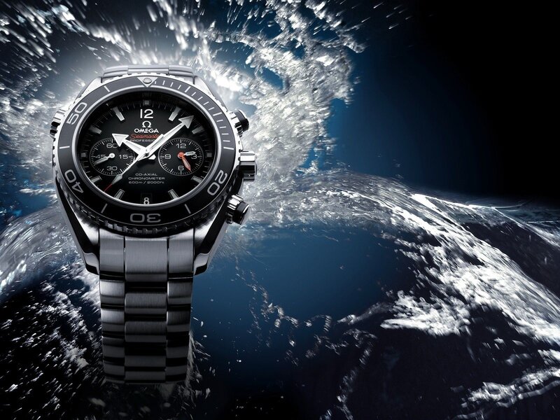Omega Seamaster Watch — Black, Dramatic, Photograph, Water
