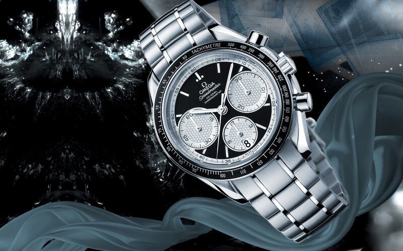 Omega Speedmaster Watch — Black, Dramatic, Photograph, Tachymeter, Dial