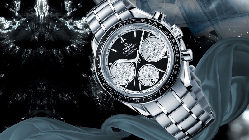 Omega Speedmaster Watch — Black, Dramatic, Photograph