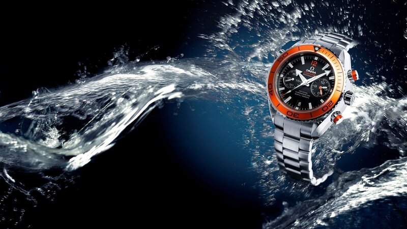 Omega Watch in Water — Black