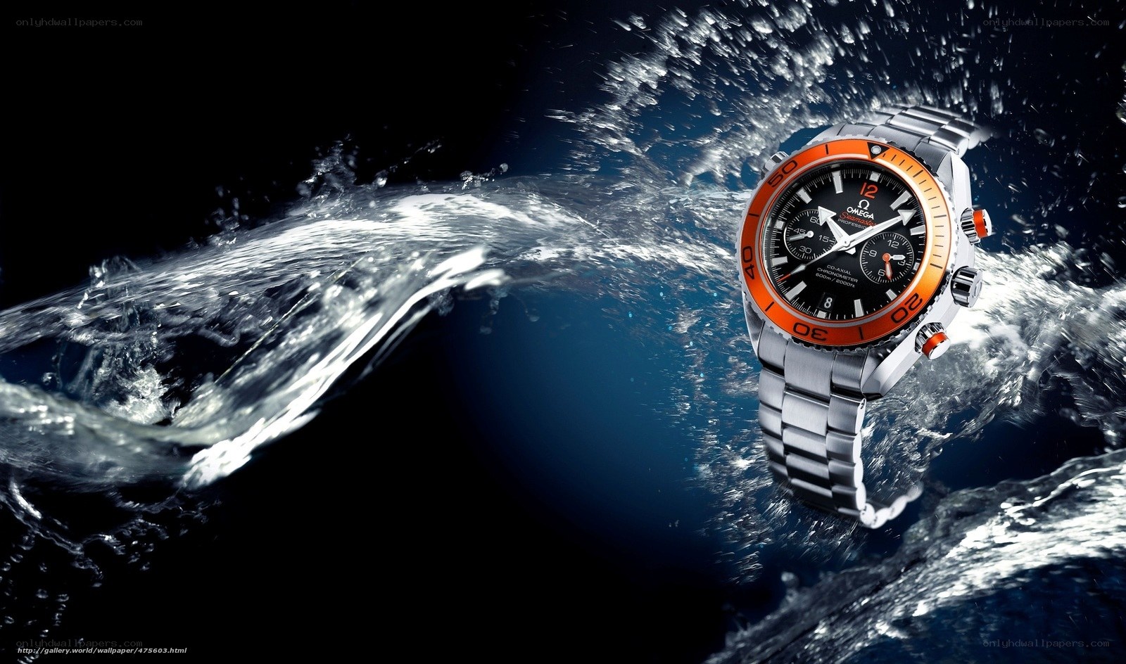 Omega watch in water splash